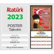Atatürk Baskılı Poster Takvim 31x63,5 cm - Tek Renk