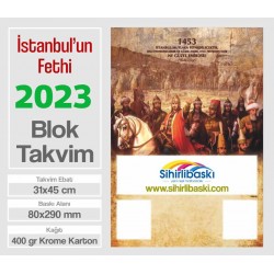  Blok Takvim - istanbulun Fethi Baskılı - Çift Renk Baskı - Tenekeli