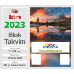  Blok Takvim - Gün Batımı Baskılı - Çift Renk Baskı - Tenekeli