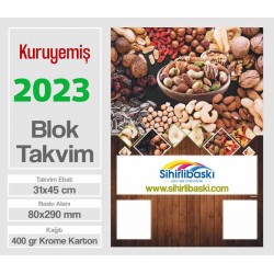  Blok Takvim - Kuruyemiş Baskılı - Çift Renk Baskı - Tenekeli