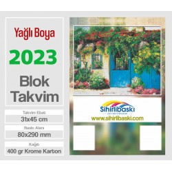  Blok Takvim - Yağlı Boya Baskılı - Çift Renk Baskı - Tenekeli