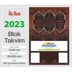  Blok Takvim - Üç Dua Baskılı - Çift Renk Baskı - Tenekeli