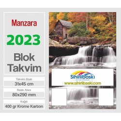  Blok Takvim - Manzara Baskılı - Çift Renk Baskı - Tenekeli