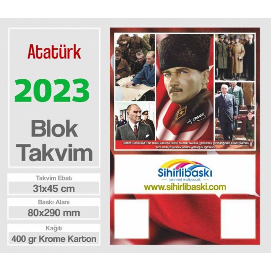  Blok Takvim - Atatürk ve Söylevleri - Çift Renk Baskı