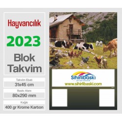  Blok Takvim - Hayvancılık Baskılı - Çift Renk Baskı - Tenekeli