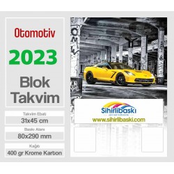  Blok Takvim - Otomotiv Baskılı - Çift Renk Baskı - Tenekeli