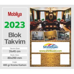  Blok Takvim - Mobilya Baskılı - Çift Renk Baskı - Tenekeli