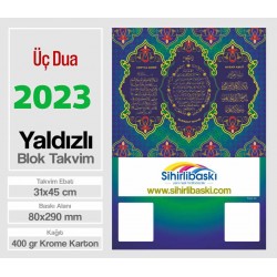  Blok Takvim - Yaldızlı Üç Dua - Çift Renk Baskı - Tenekeli