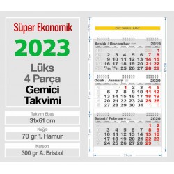 Süper Ekonomik Baskısız 4 Parça Gemici Takvimi 31x61 cm