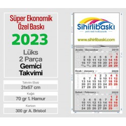 Süper Ekonomik Özel Baskı 2 Parça Gemici Takvimi 31x67 cm