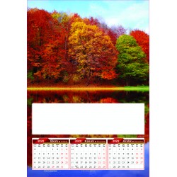 4 Yapraklı Dört Mevsim Baskılı Duvar Takvimi - Çift Renk Baskı