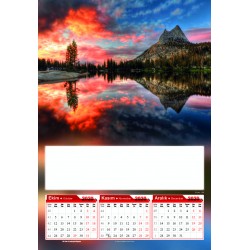 4 Yapraklı Gün Batımı Baskılı Duvar Takvimi - Çift Renk Baskı