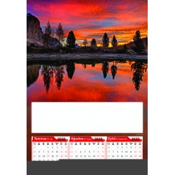 4 Yapraklı Gün Batımı Baskılı Duvar Takvimi - Çift Renk Baskı