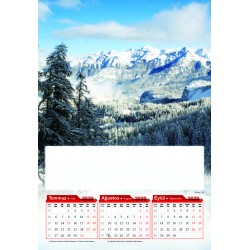 4 Yapraklı Göl Manzara Baskılı Duvar Takvimi - Çift Renk Baskı